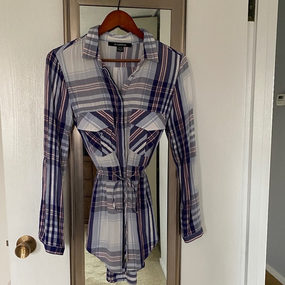 Le Chateau Long Plaid Shirt - Picture 2 of 8